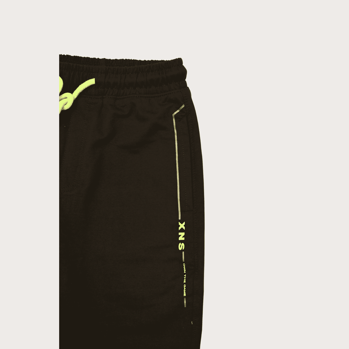 Boys Leisure Plain Elastic Waist Track Pant With Rib - Black.