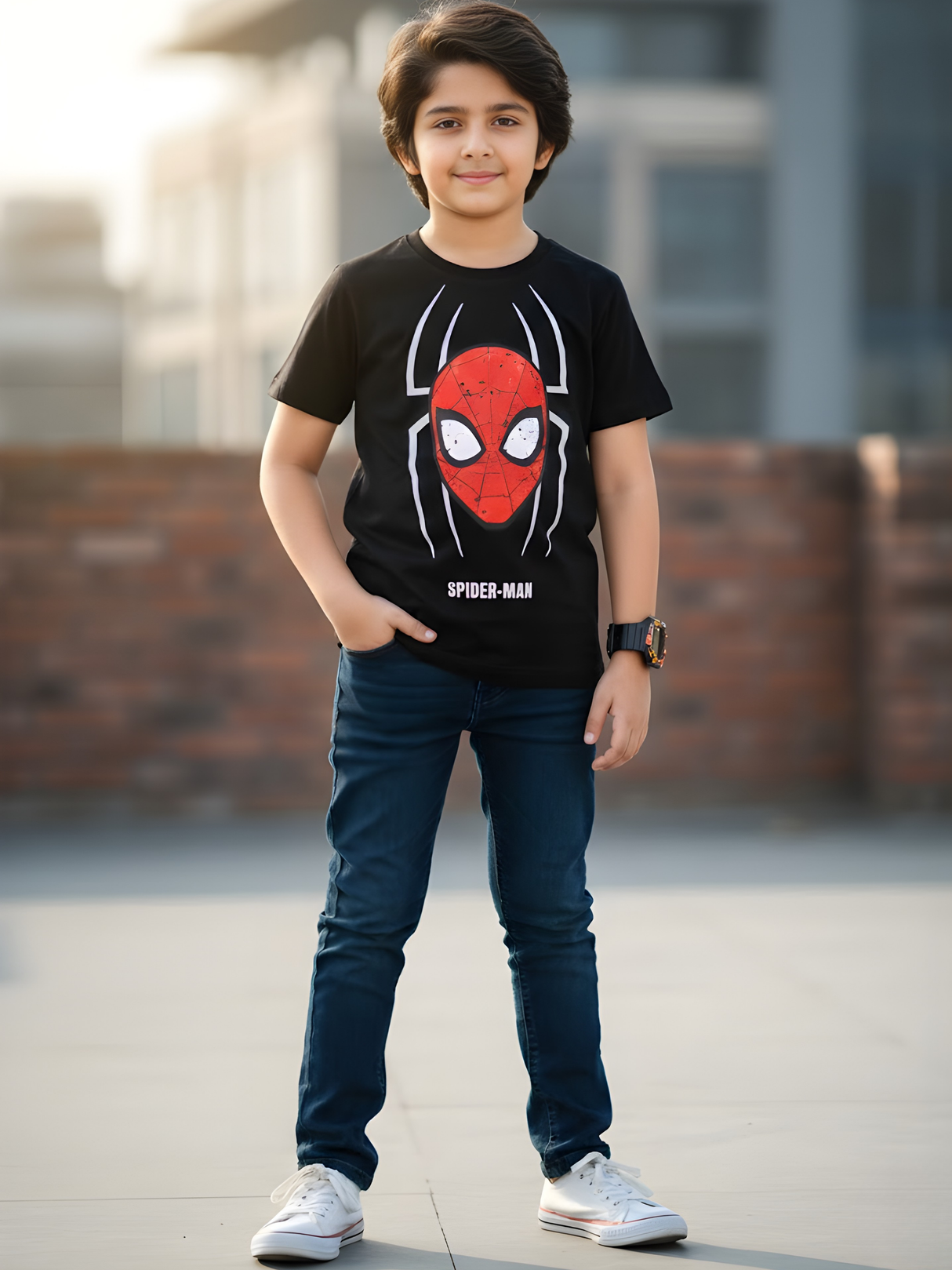 Boys' Black Marvel Spider-Man Classic Mask Graphic T-Shirt