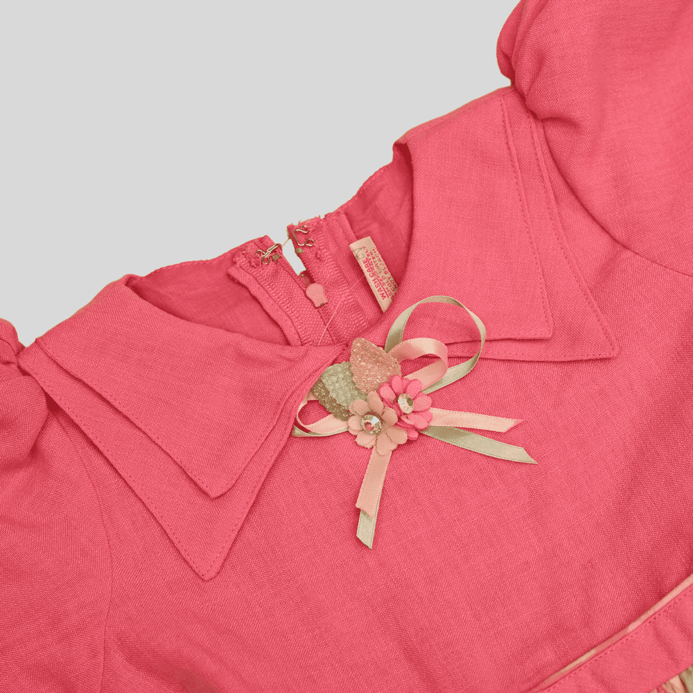Girls Casual Printed Cotton Frocks - Pink