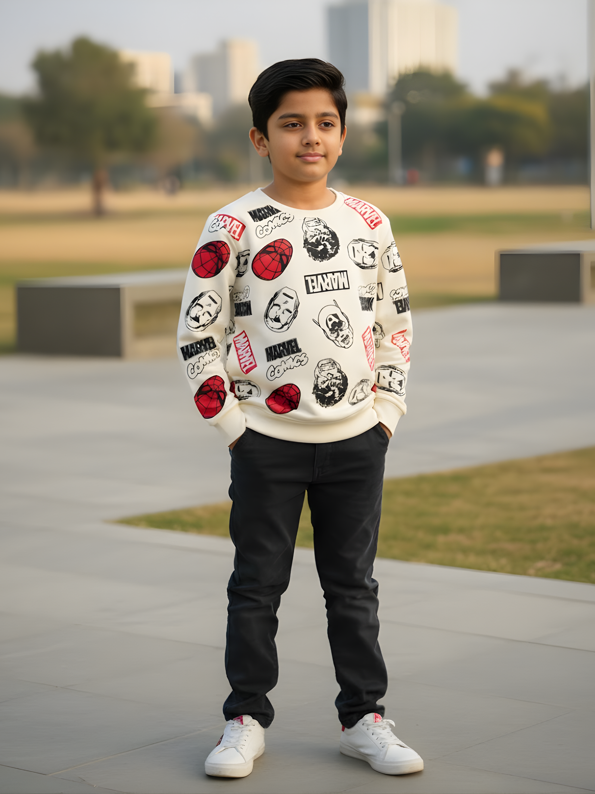 Boys' Marvel Comics Graphic Crewneck T-Shirt - Cream