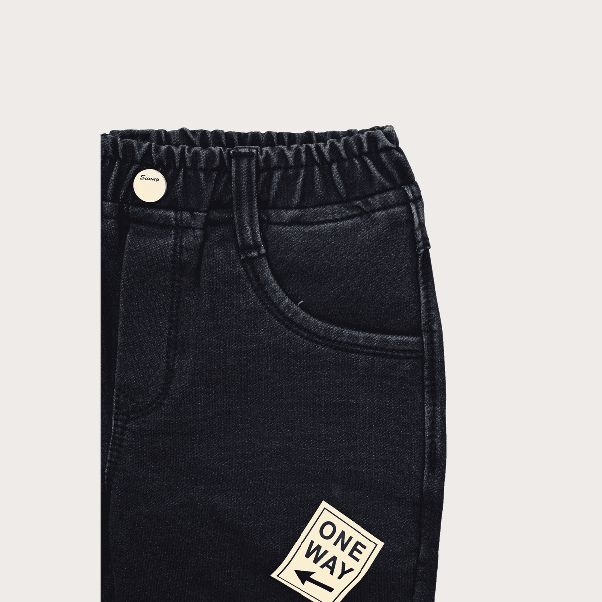 Boys Casual Plain Jeans Shorts Full Elastic - Blue