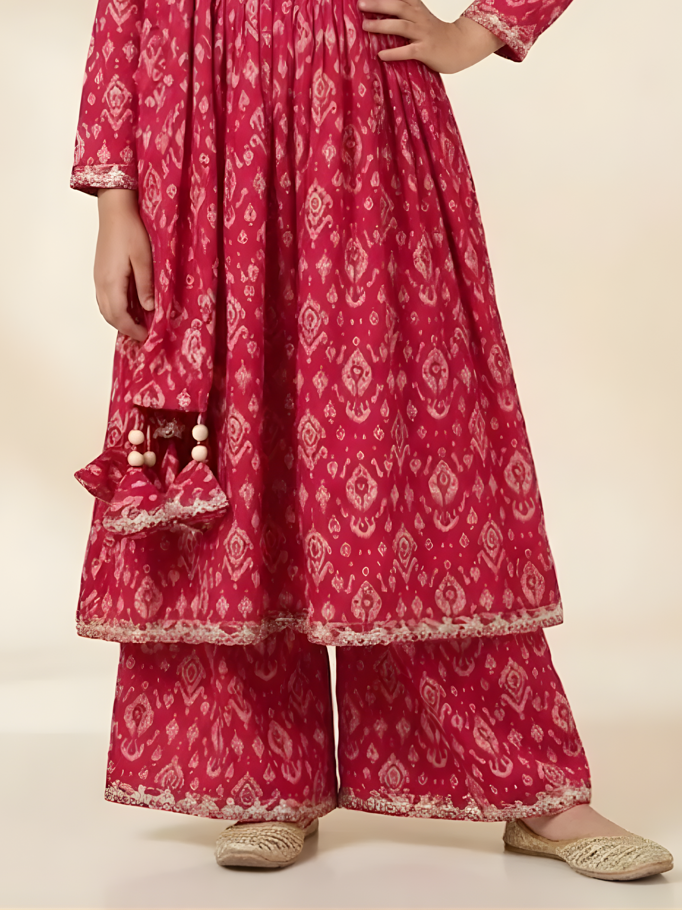 Girls’ Rani Floral Anarkali Kurta & Palazzo Set with Dupatta