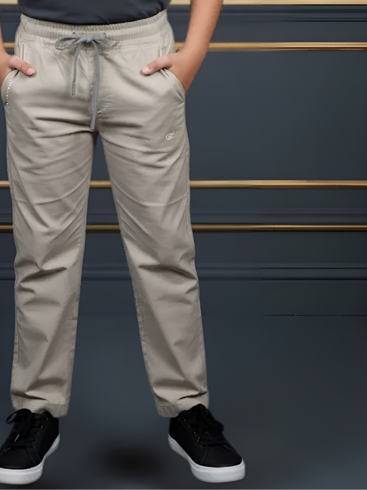 Boys' Premium Cream Comfort-Fit Track Pants