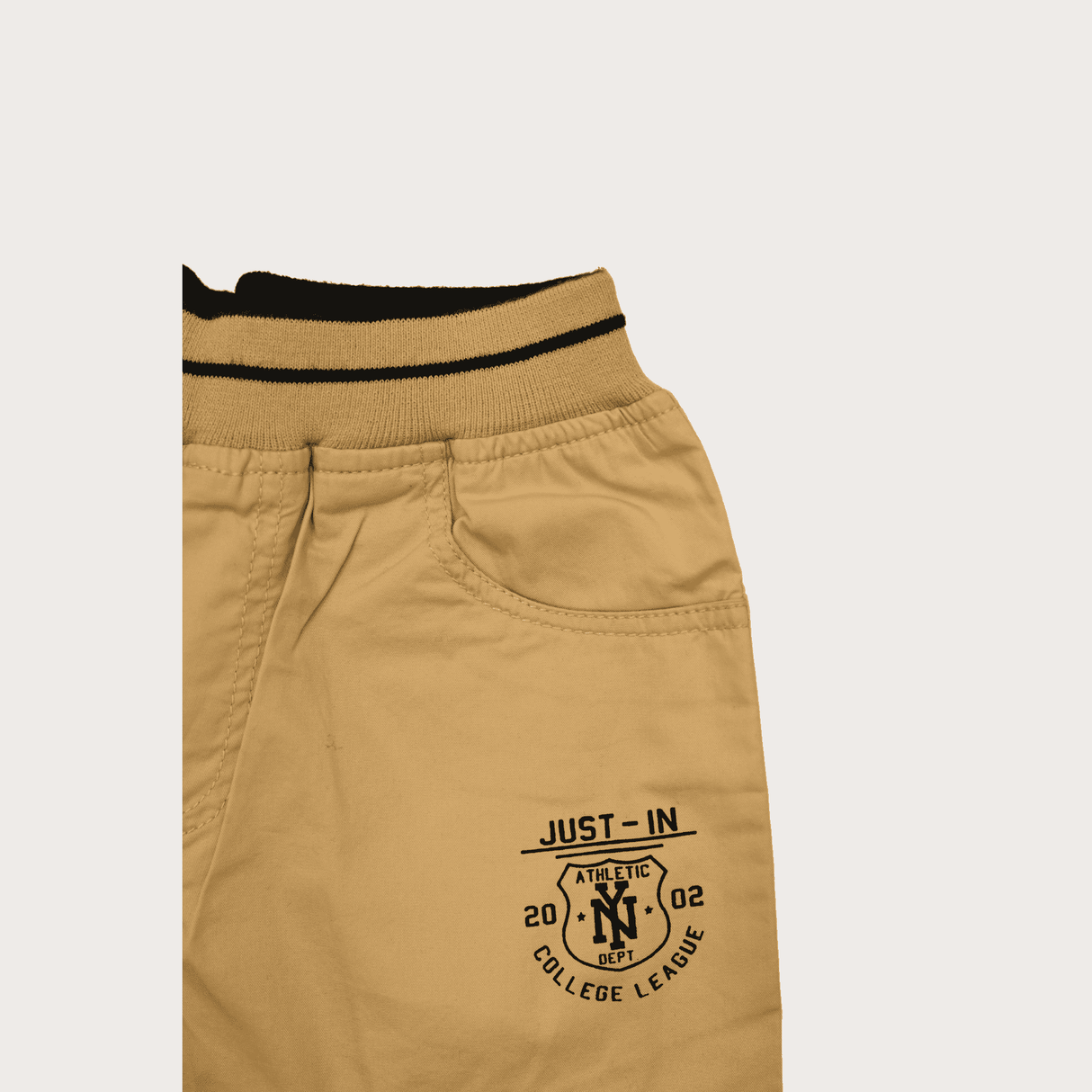 Boys Casual Plain Cotton Shorts Full Elastic - Cream