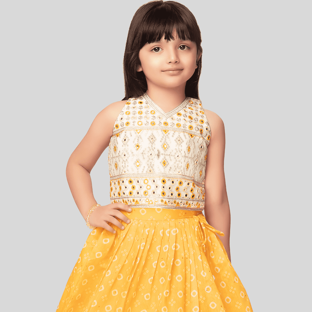 Girls Traditional Sleeves Less Long Choli - L.Yellow