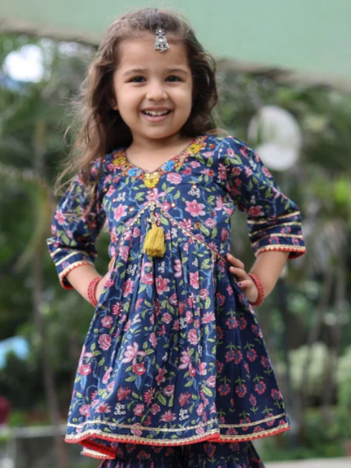 Girls Traditional 3/4th Sleeves Sharara Set