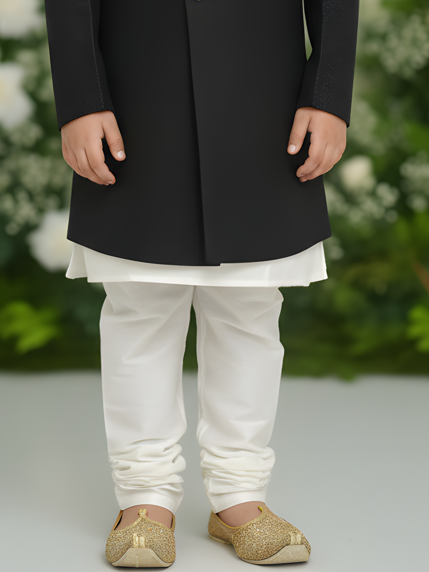 Boys' Formal Black Bandhgala Sherwani / Achkan Coat
