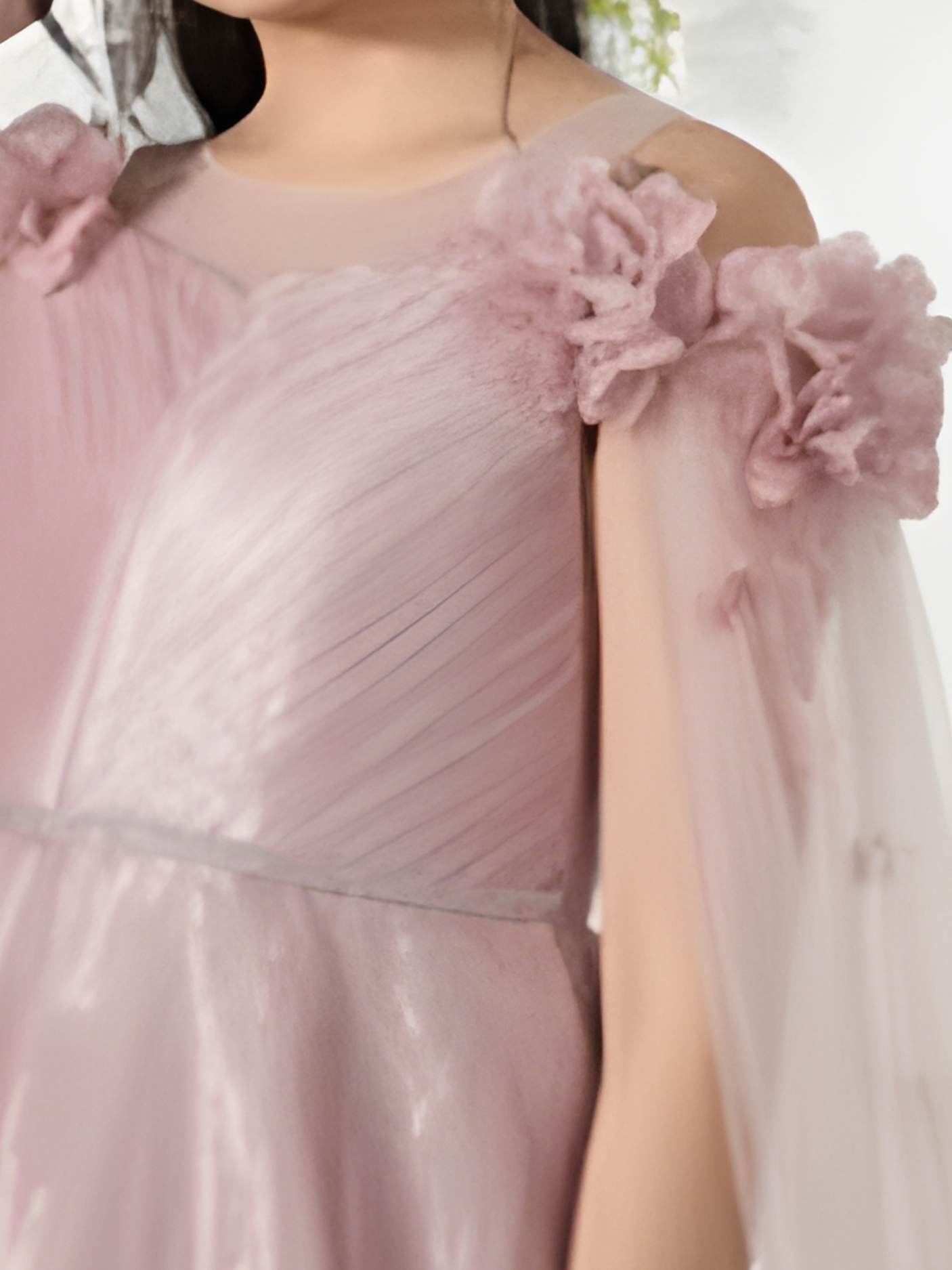 Girls Party Heavy Western Gown With Work - Peach