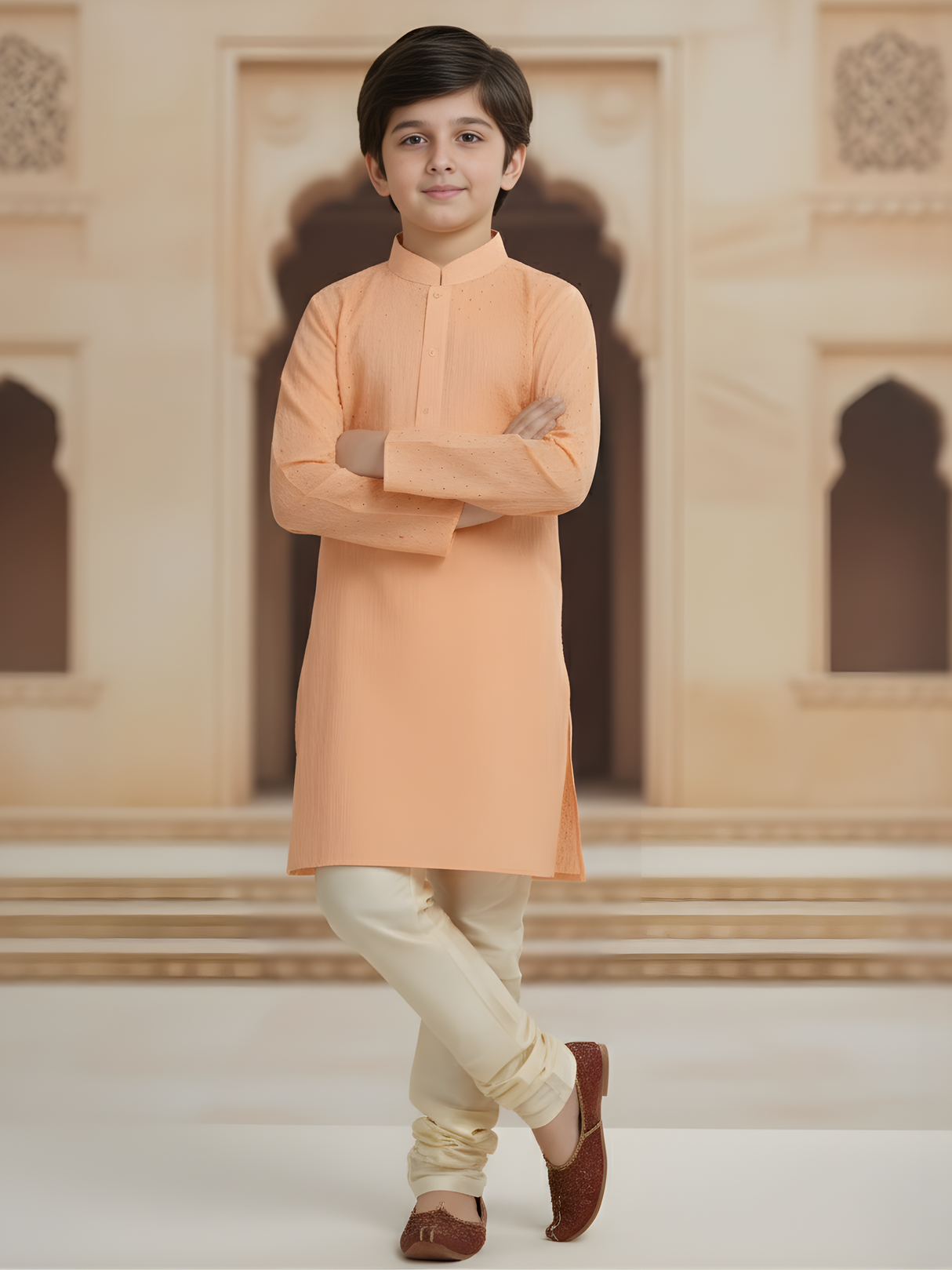 Boys Traditional Self Design Chudidar Kurta Set