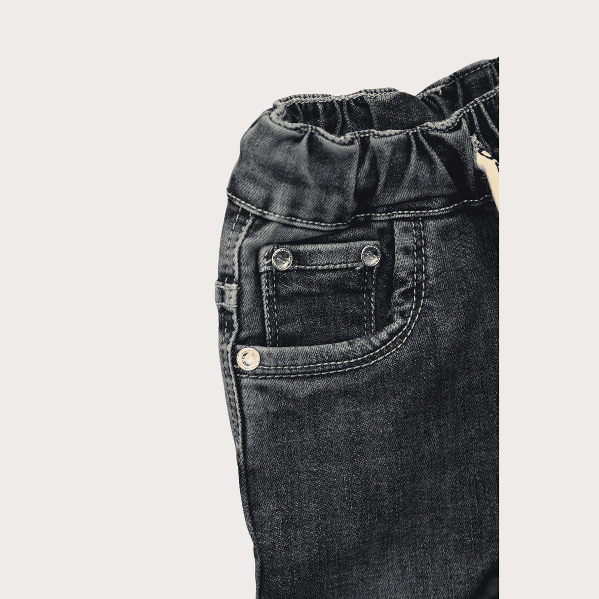 Boys Casual Plain Jeans Joggers With Rib - Blue