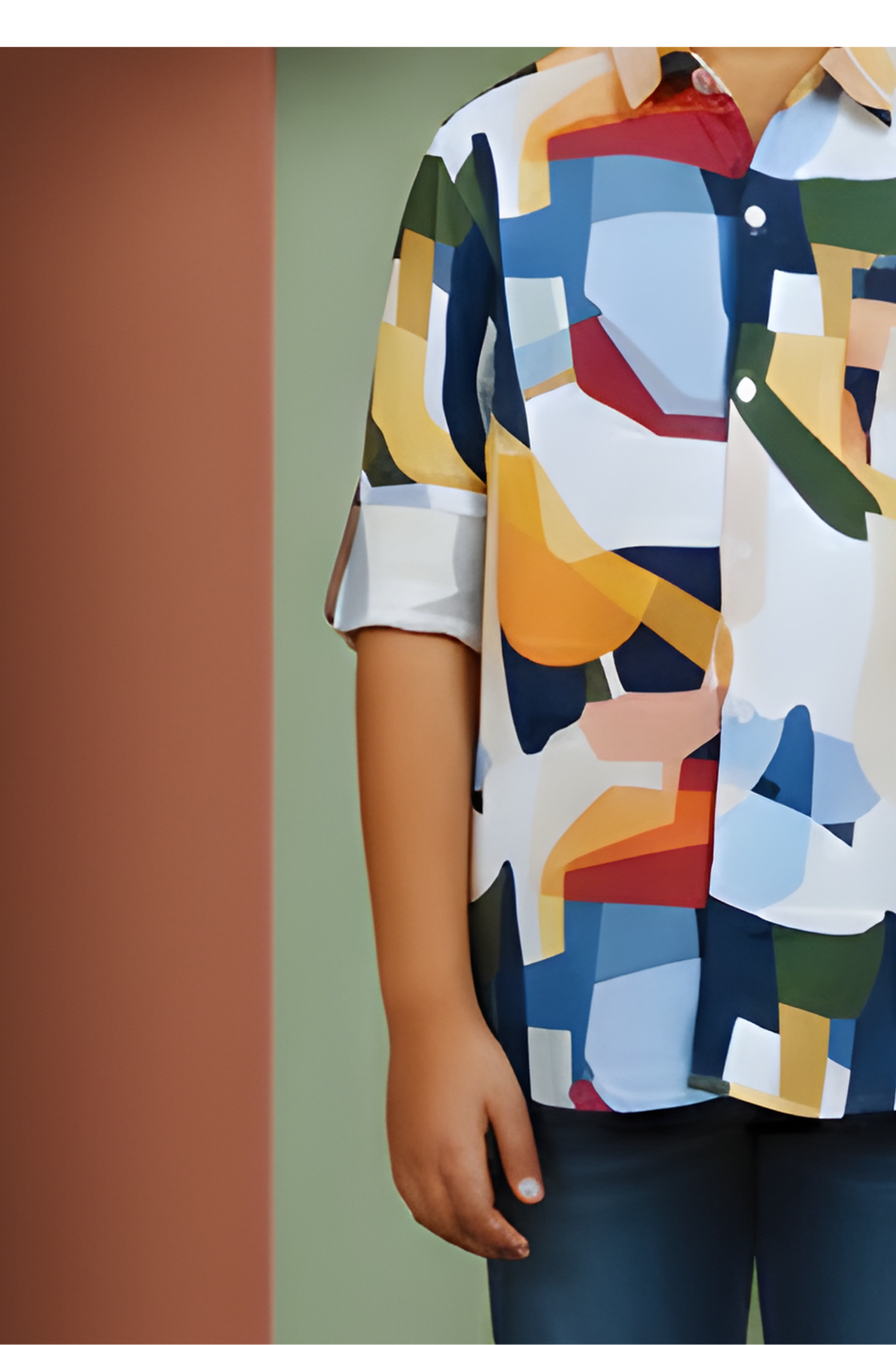 Boys' Trendy Multi-Color Abstract Geometric Print Casual Full-Sleeve Shirt