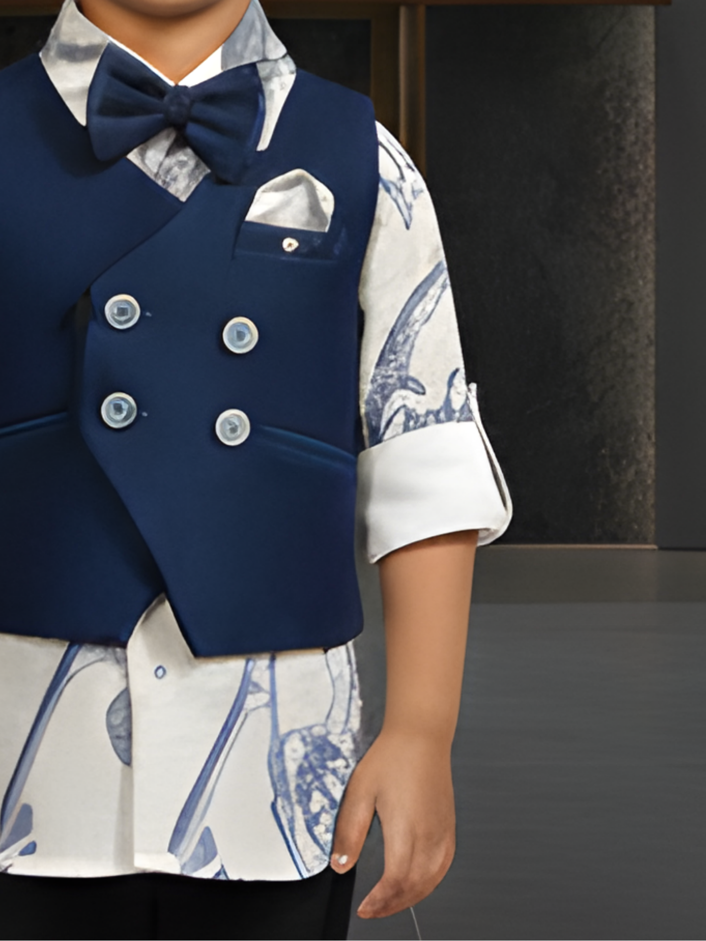 Boys' Navy Blue and White Striped Formal Blazer Suit