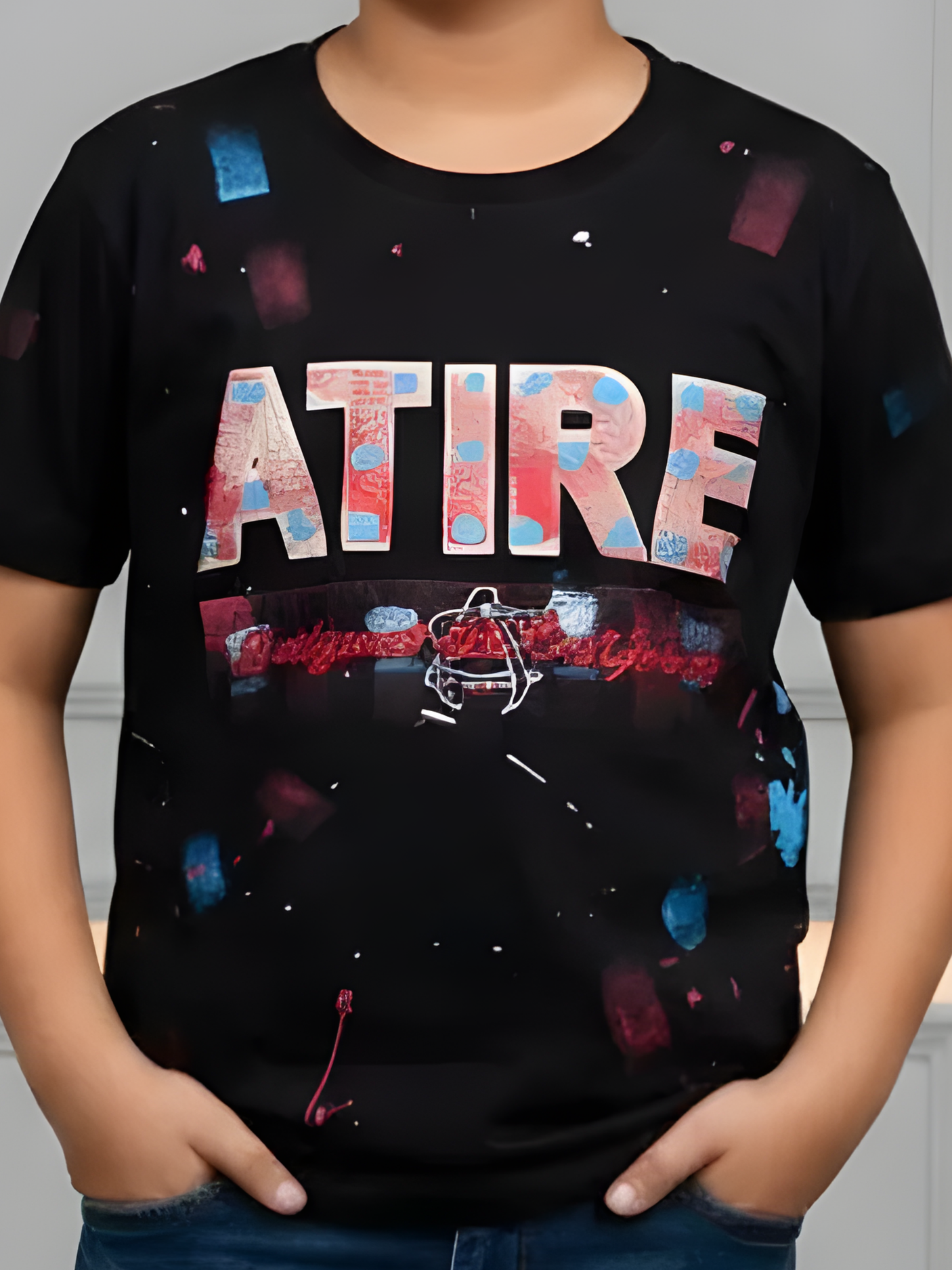 Boys' Black "ATIRE" Sparkle Graphic T-Shirt
