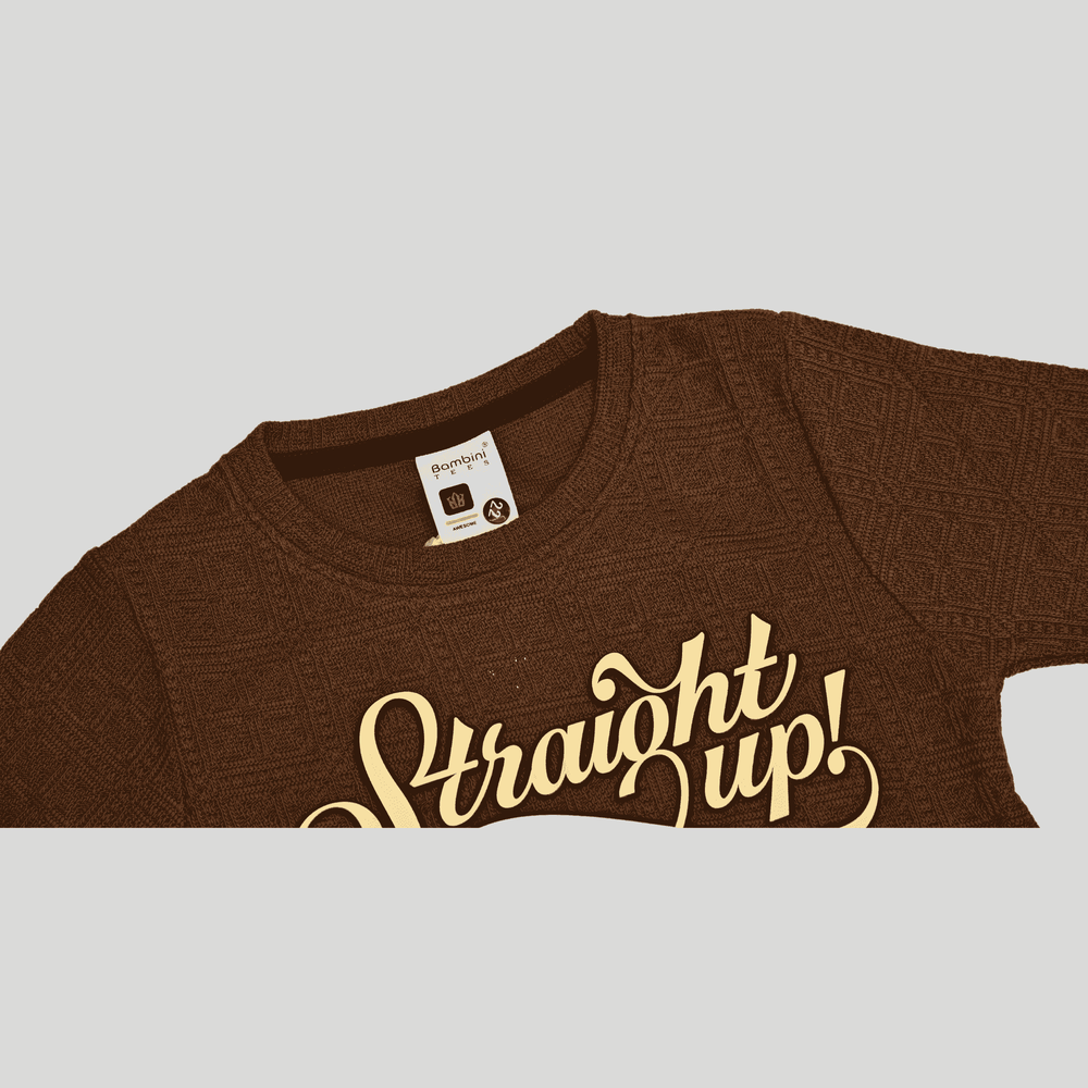 Boys Casual Full Sleeves Printed Round Neck T-Shirt - Brown