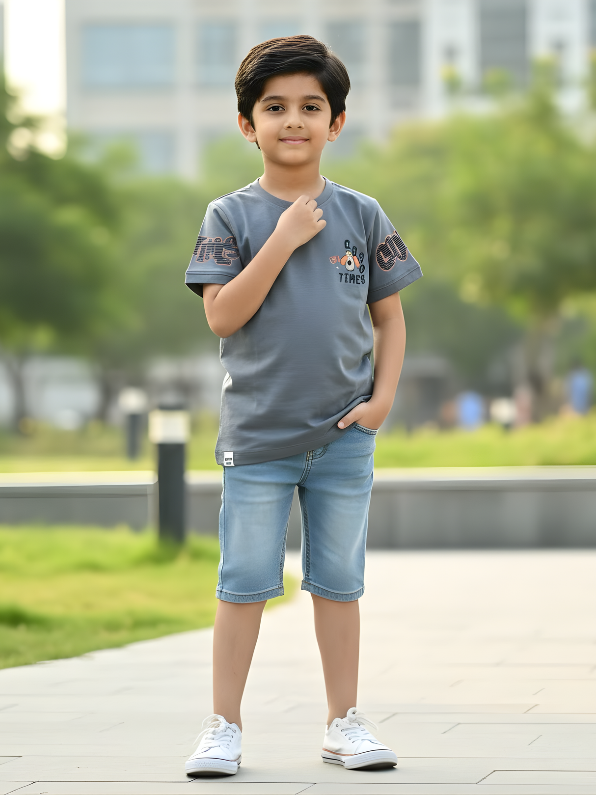 Boys' Dark Grey "Fun Times" Graphic T-Shirt