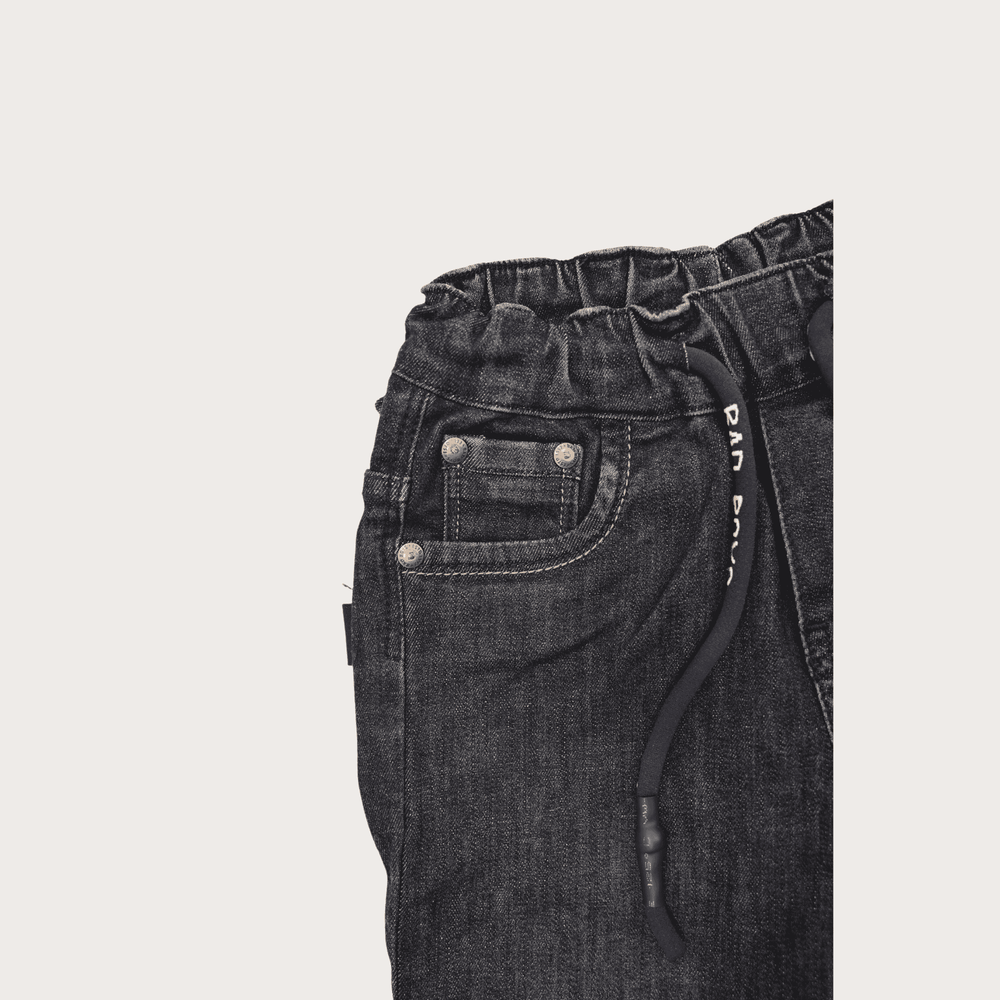 Boys Casual Plain Jeans Joggers With Rib - D.Blue