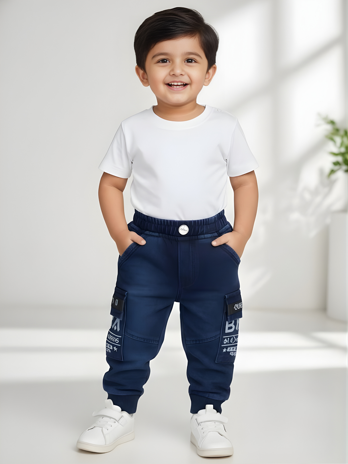 Boys Stylish Blue Cargo Jogger Jeans