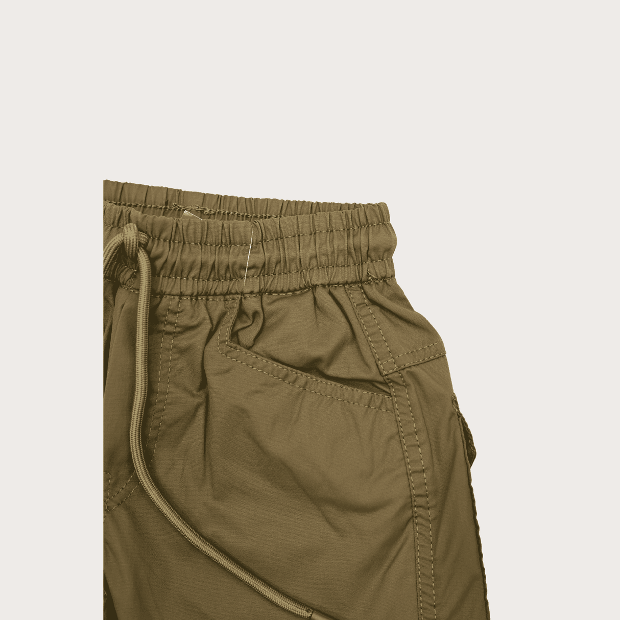 Boys Casual Plain Cotton Joggers With Rib - Green