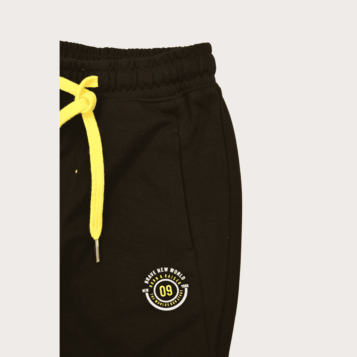 Boys Leisure Plain Rib Waist Track Pant W/O Rib - Black