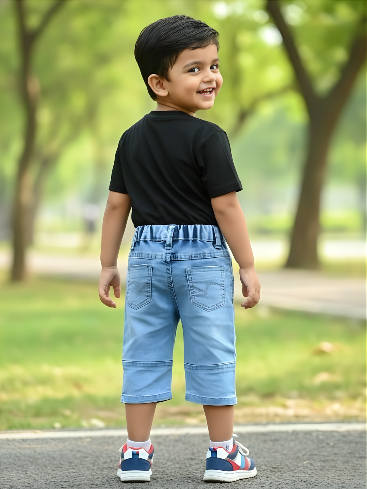 Boys Light Blue Denim Jeans with Rainbow Patch