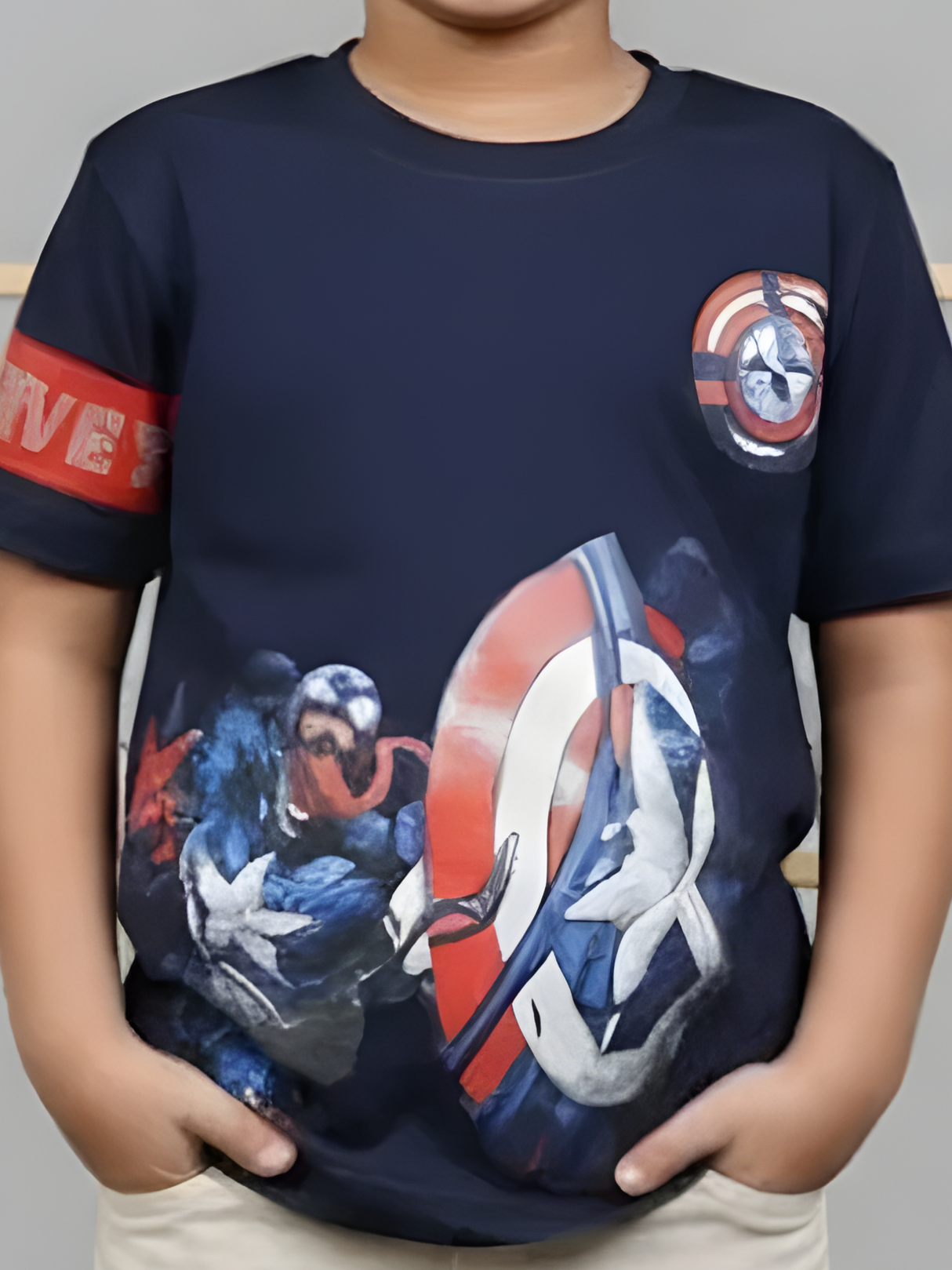 Boys' Navy Blue Captain America vs. Villain Graphic T-Shirt