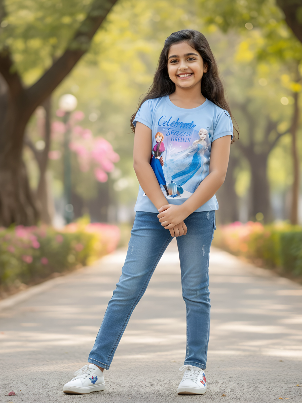 Girls' Frozen Theme Graphic Print Tops