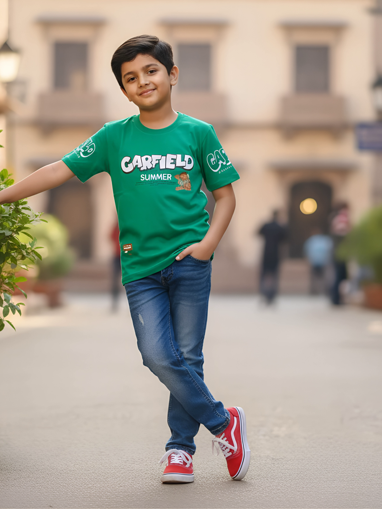 Boys' Garfield "Summer" Graphic T-Shirt - Vibrant Green