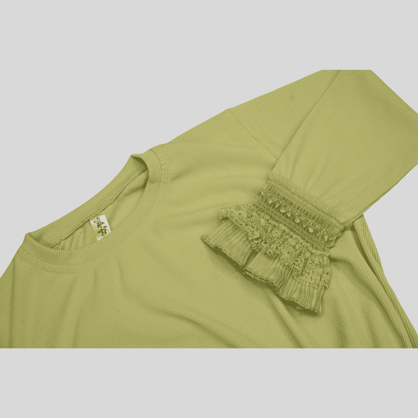 Girls Casual Full Sleeves Plain Fashion Top - Green