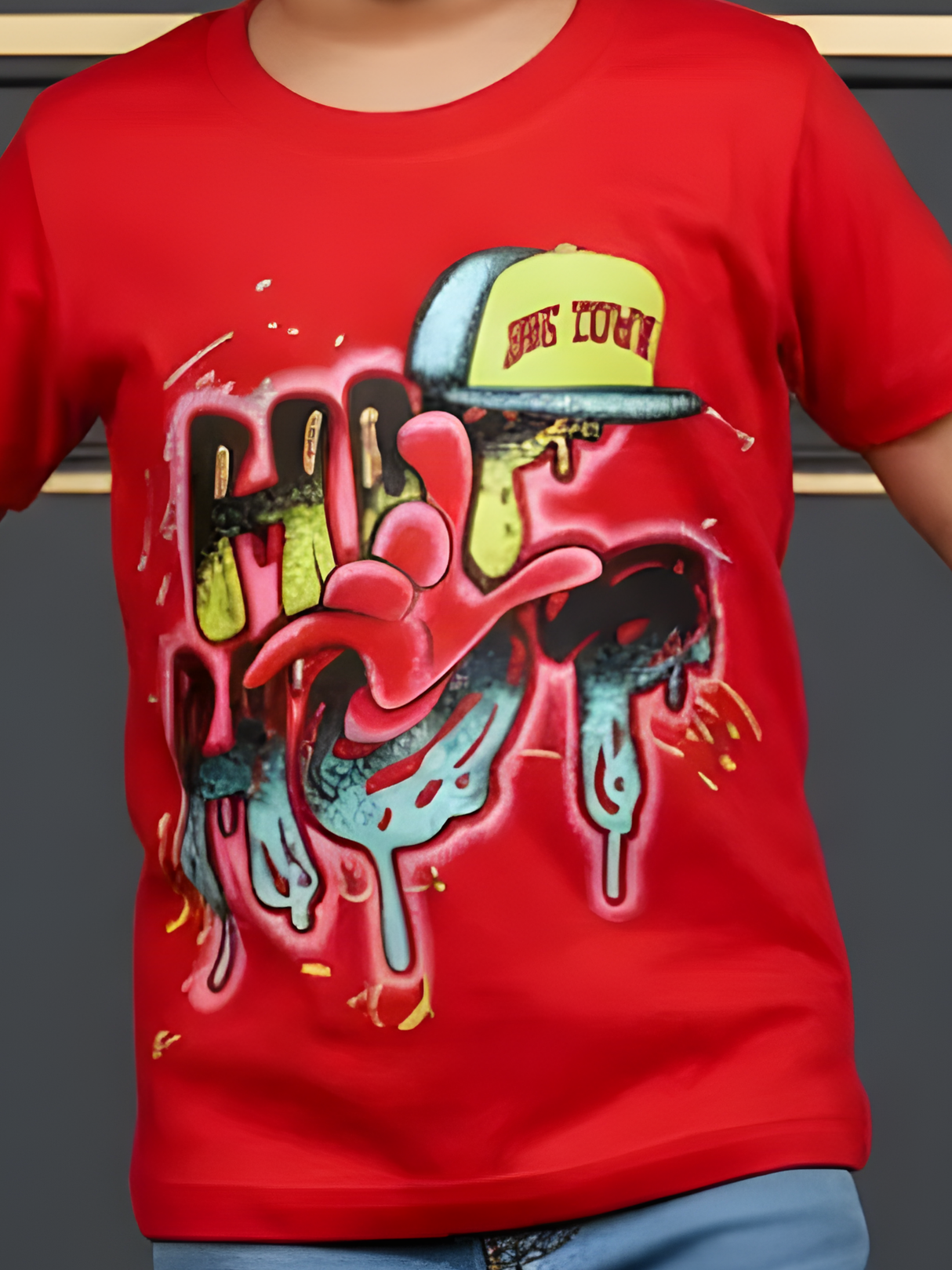 Boys' Red "HIP HOP" Graffiti Graphic T-Shirt