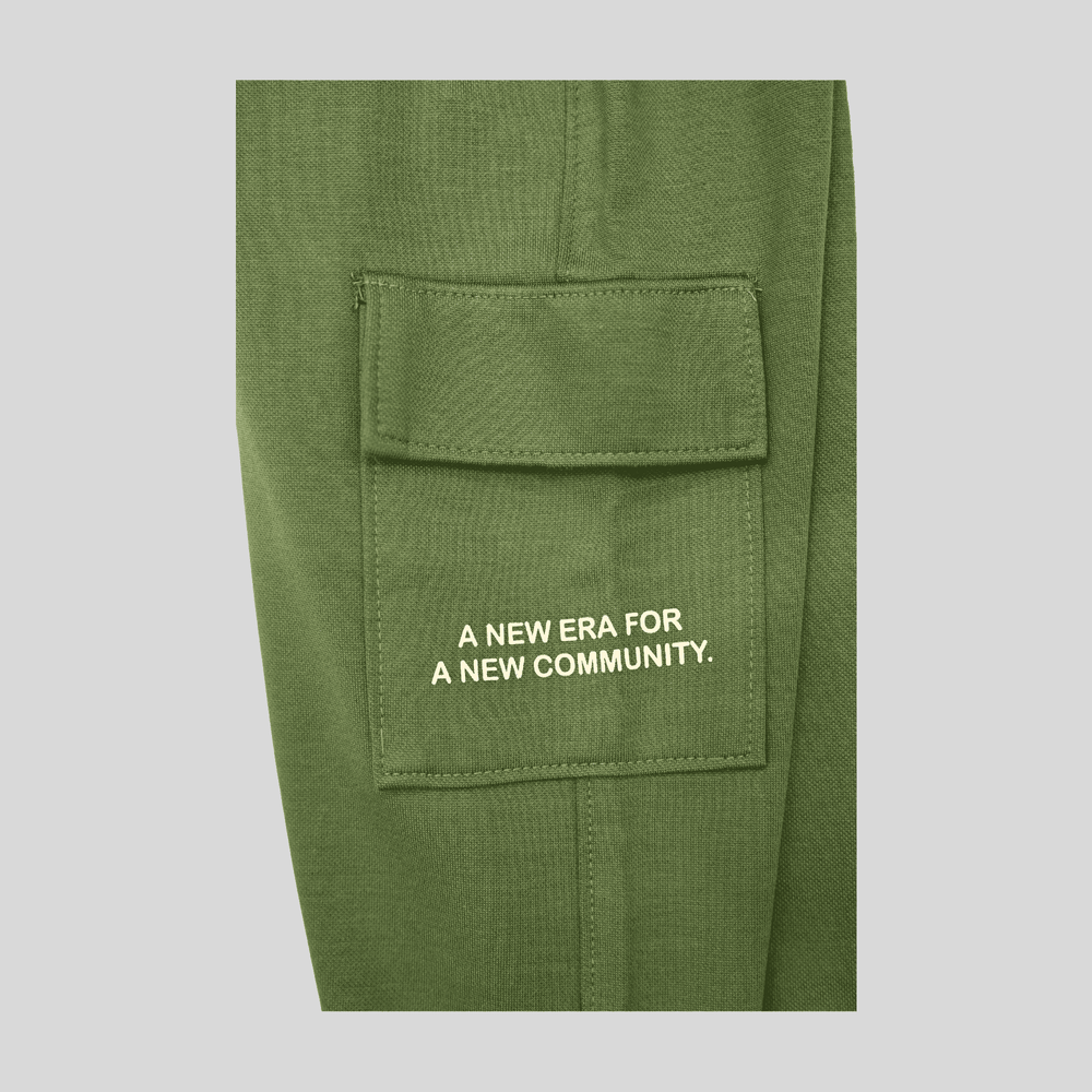 Boys Leisure Plain Elastic Waist Track Pant With Rib - Green