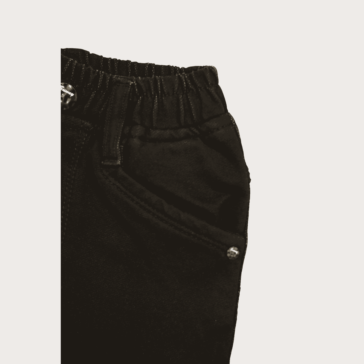 Boys Casual With Rib Jeans Joggers Full Elastic - Black