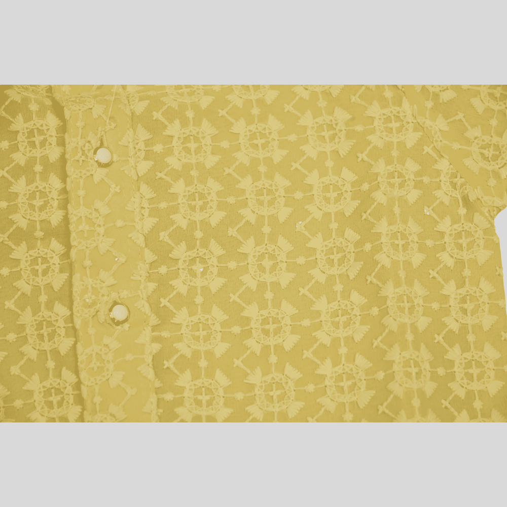 Boys Traditional Self Design Chudidar Kurta Set - Yellow