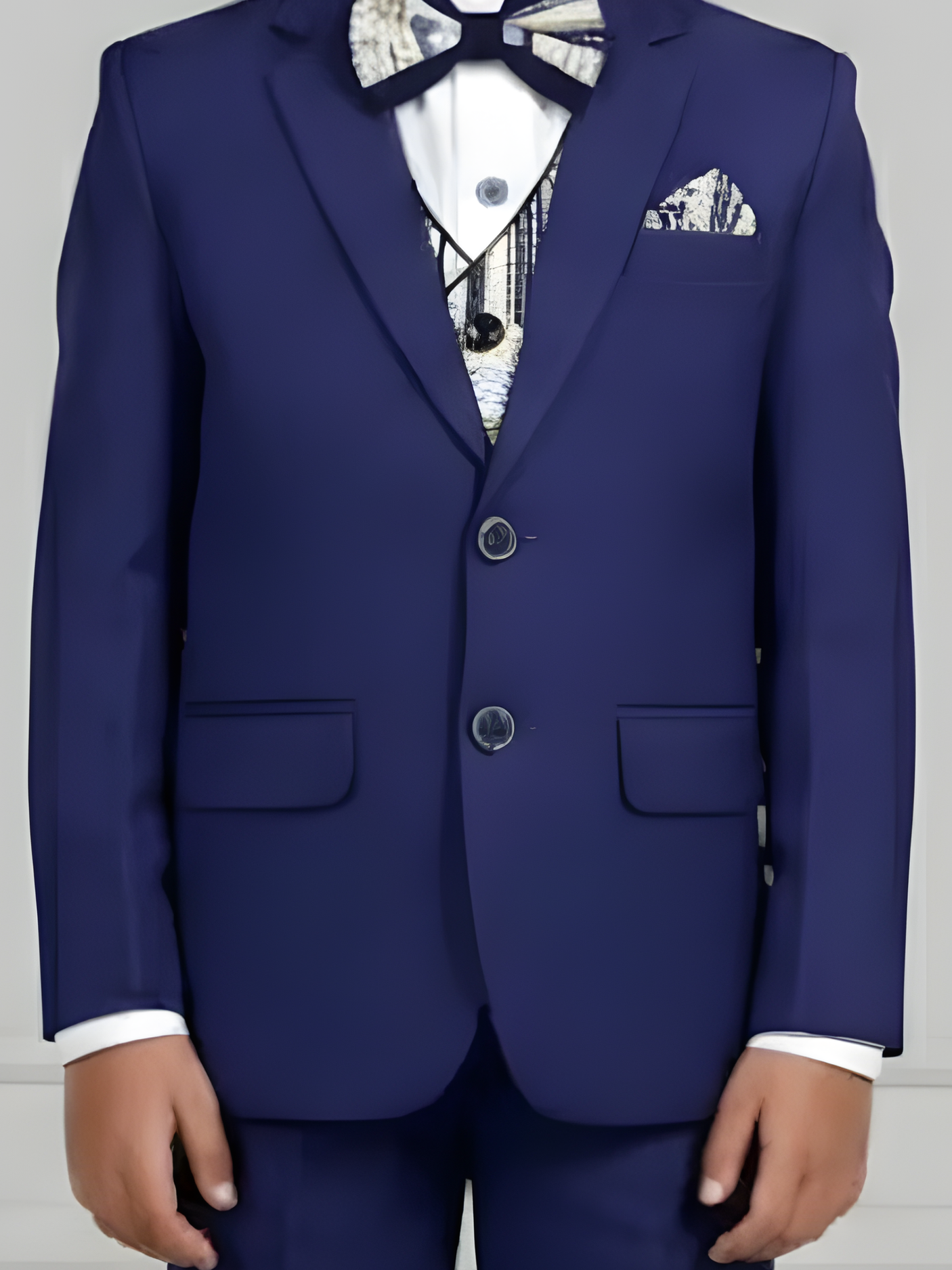 Boys' Midnight Black Textured Jodhpuri Suit with Gold Accents