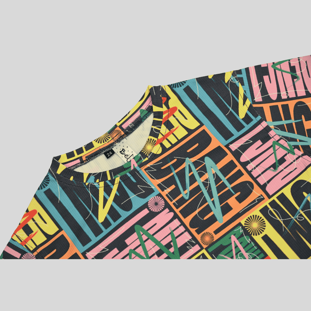 Girls Casual Half Sleeves Printed Crop Top - Blue