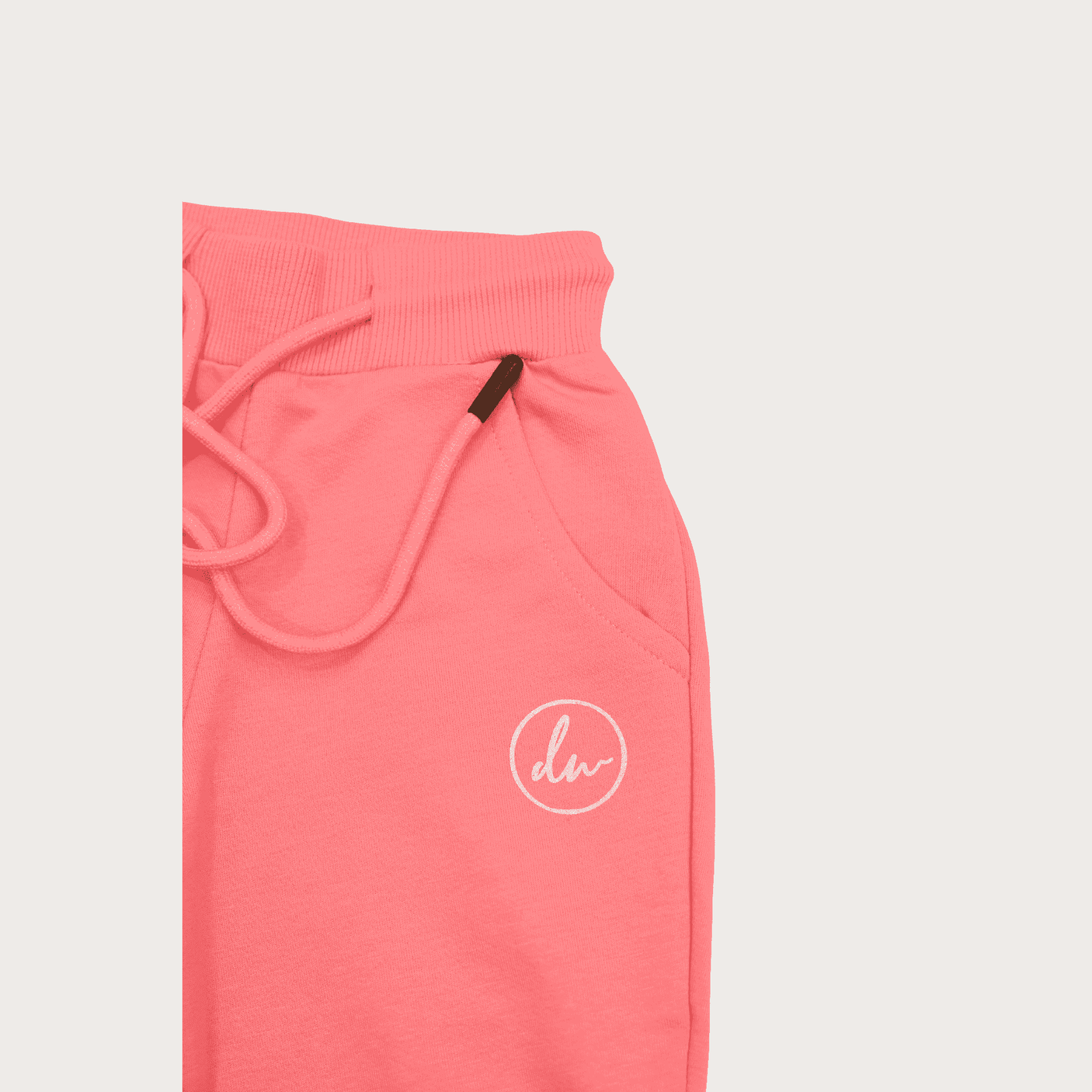 Girls Leisure Plain Rib Waist Track Pant With Rib - Pink