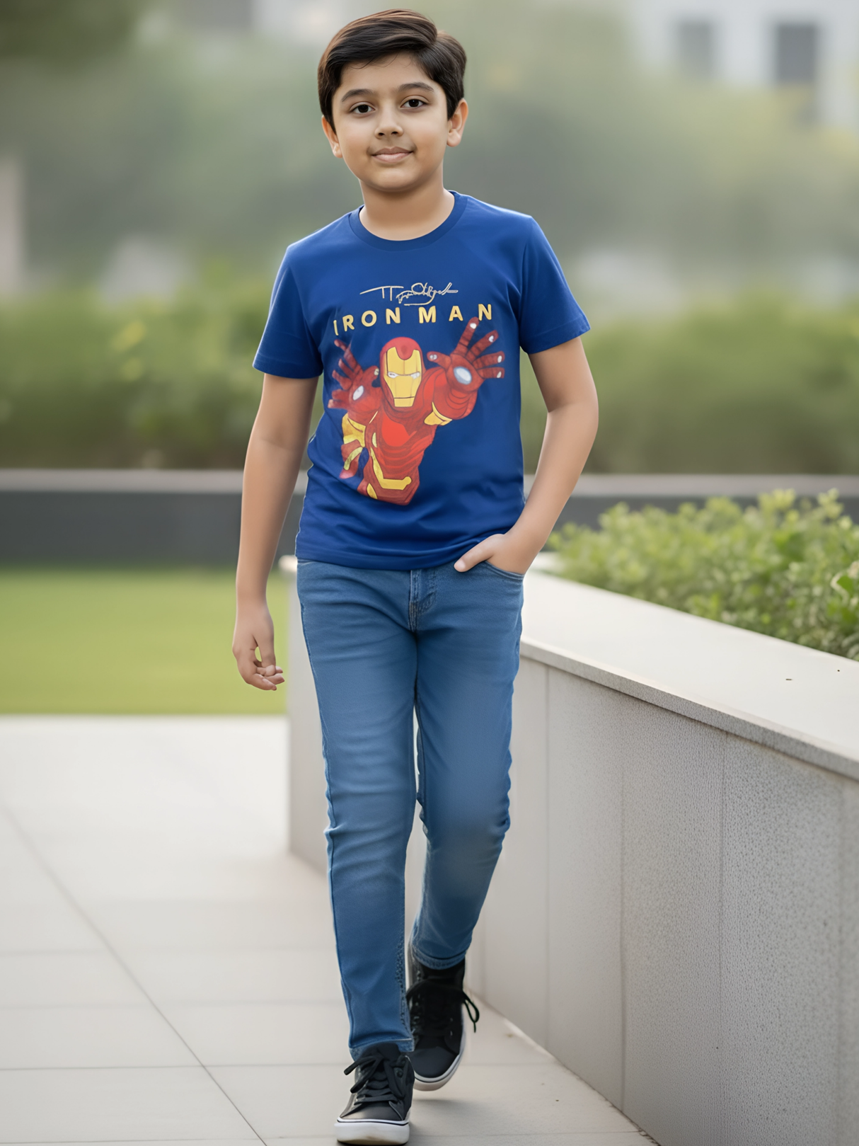 Kids' 'Free Spirit' Traveler Graphic T-Shirt - Navy Blue.