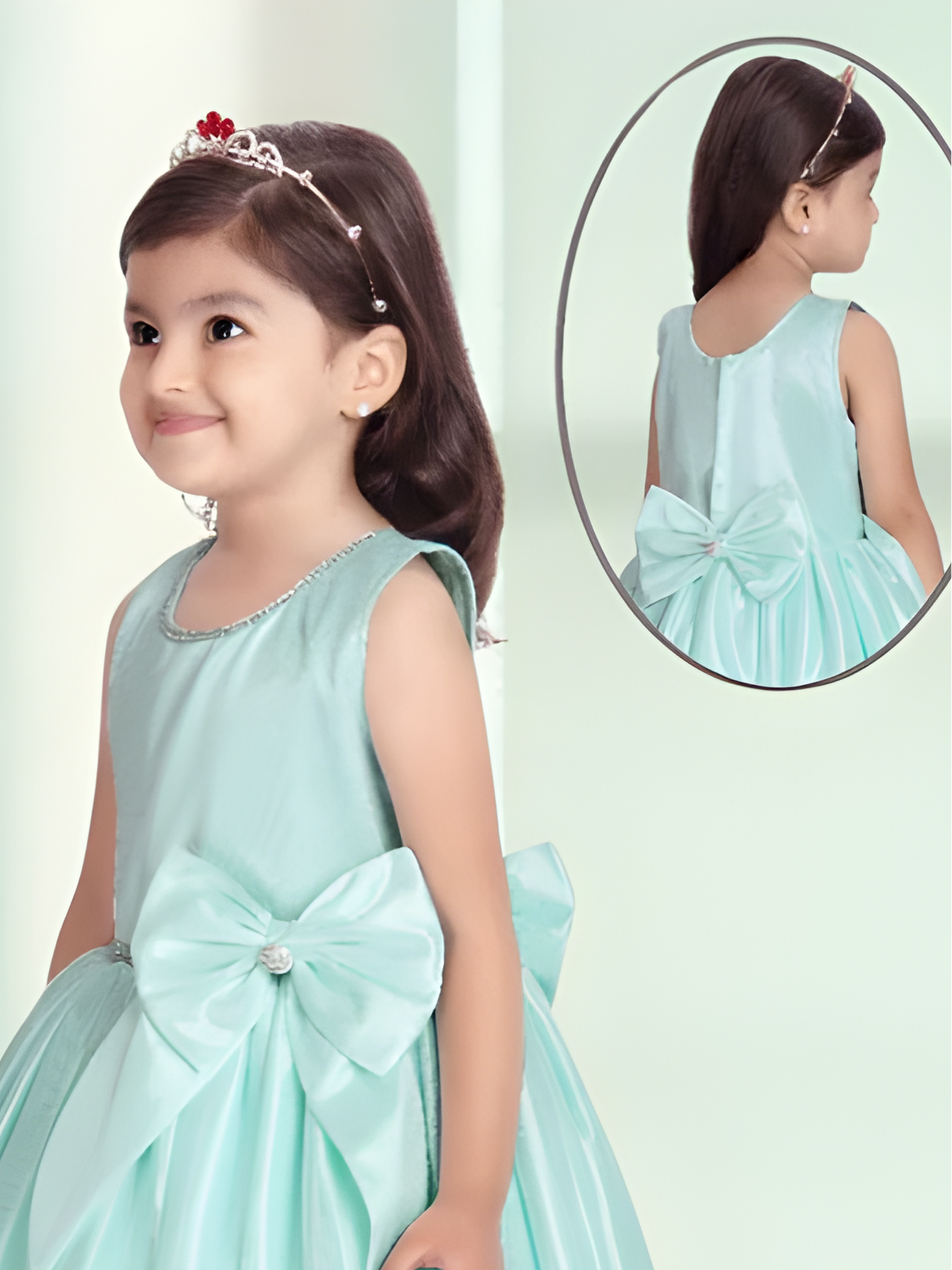 Girls Party Heavy Western Gown with work - Green