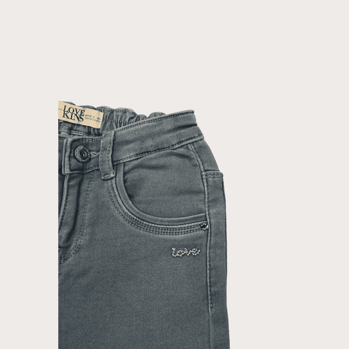 Girls Casual Plain Jeans Pant Half Elastic - Sky Blue
