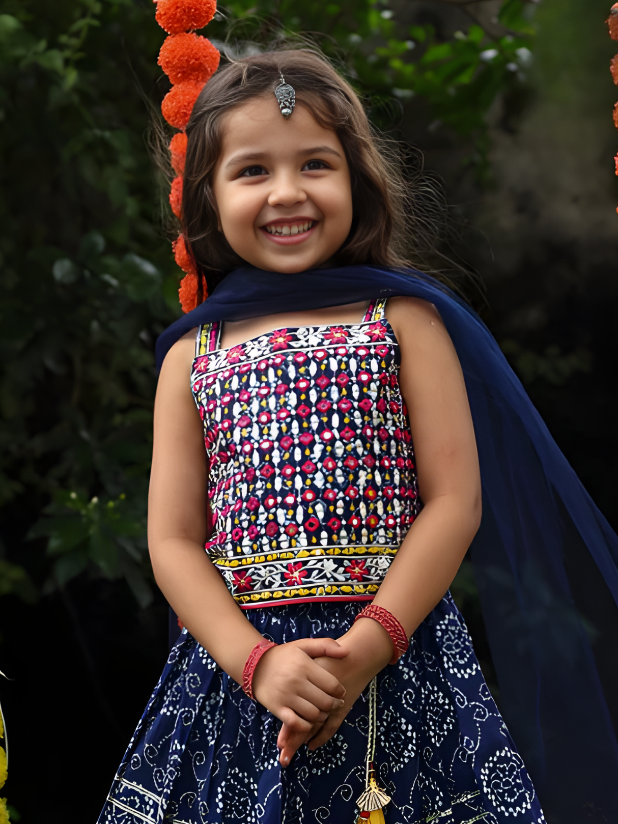 Girls' Dusty Pink Heavily Embroidered Lehenga Set