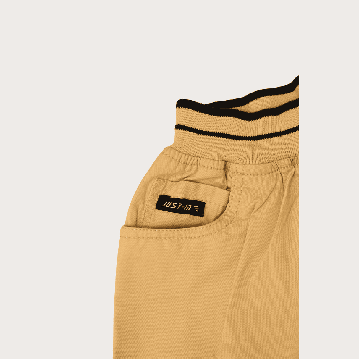 Boys Casual Plain Cotton Shorts Full Elastic - Fawn