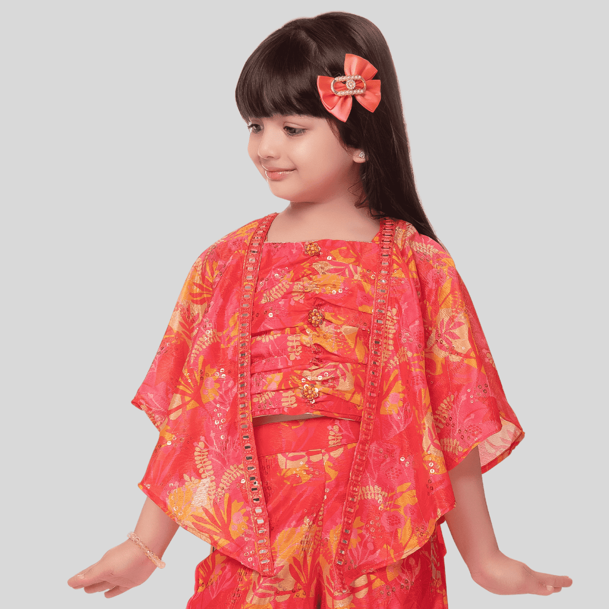 Girls Traditional Sleeves Less Plazo Set - Rani