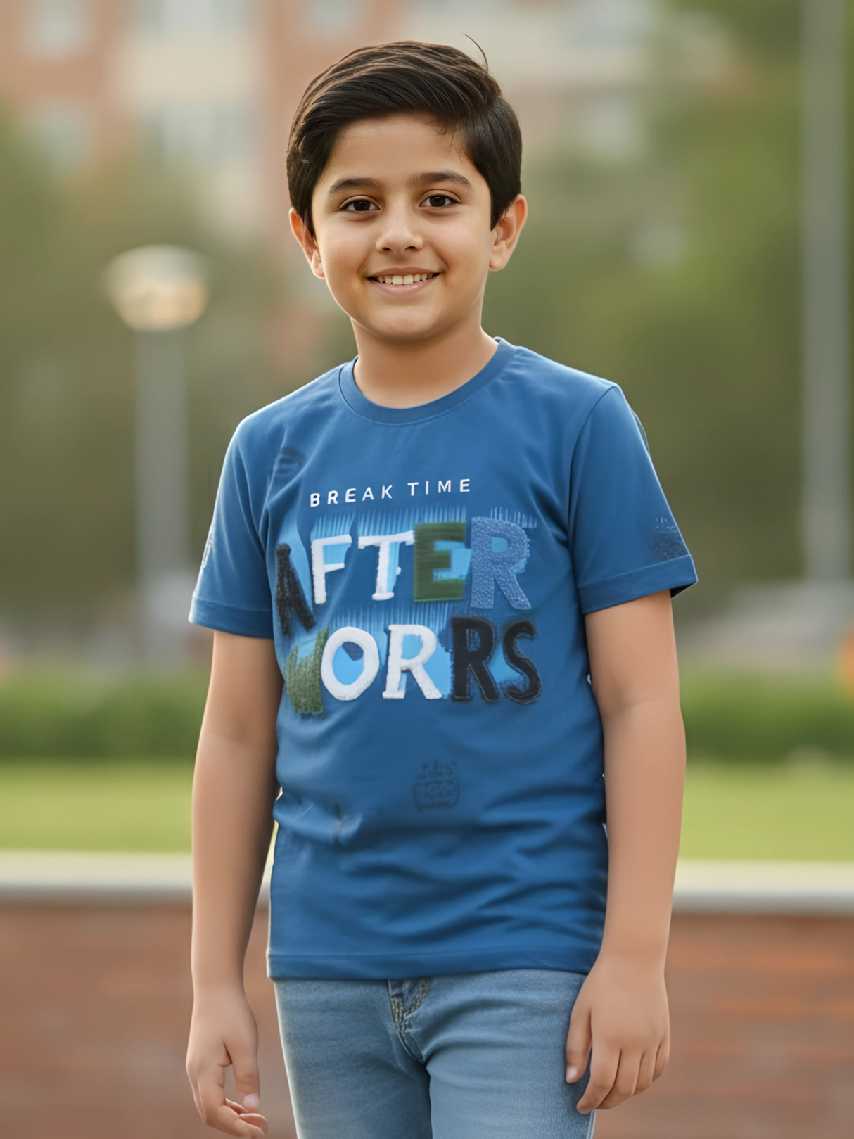 Boys' Blue "AFTER WORK" Texturized Graphic T-Shirt