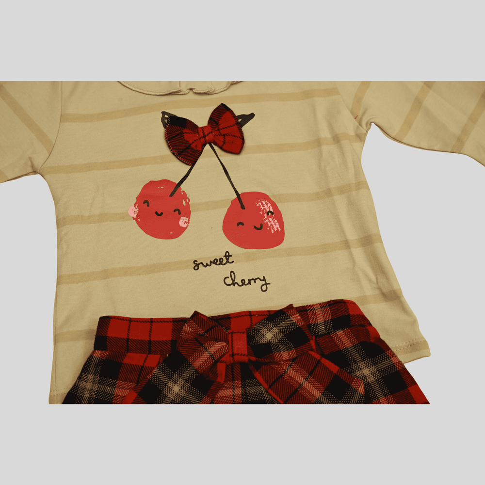 Girls Casual Printed Fancy Frocks - Cream.
