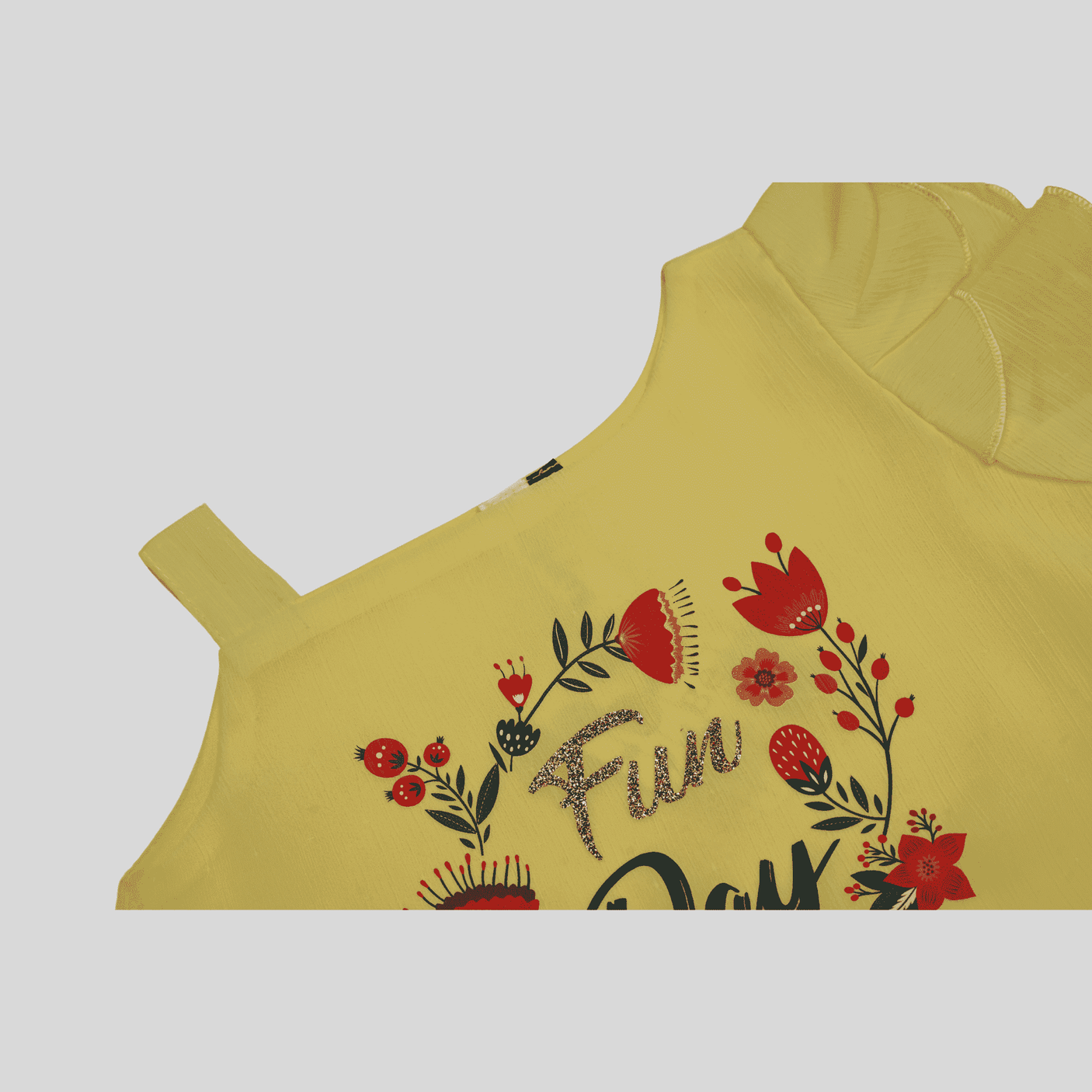 Girls Casual Half Sleeves Plain Fashion Top - Yellow