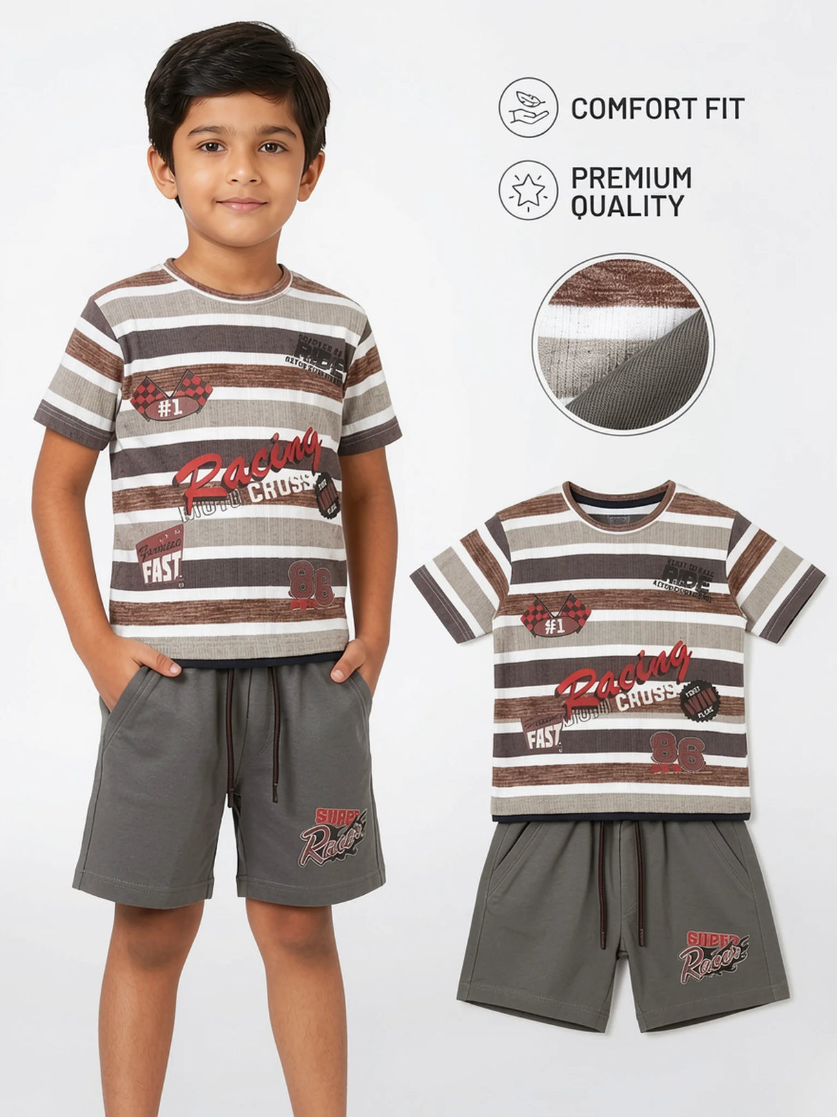 Boys' Dark Grey Racing Theme Coordinate Set