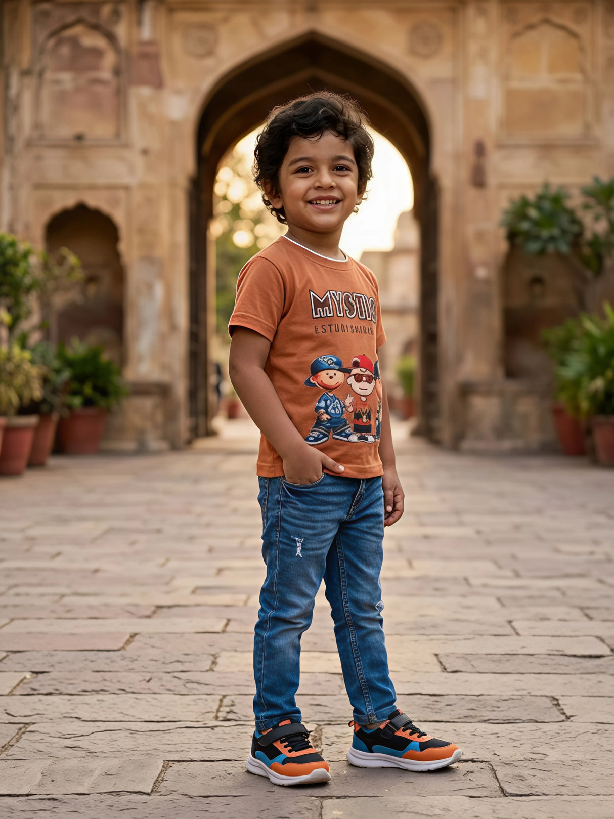 Boys "Mystic Studio" Graphic Print T-Shirt - Earthy Brown