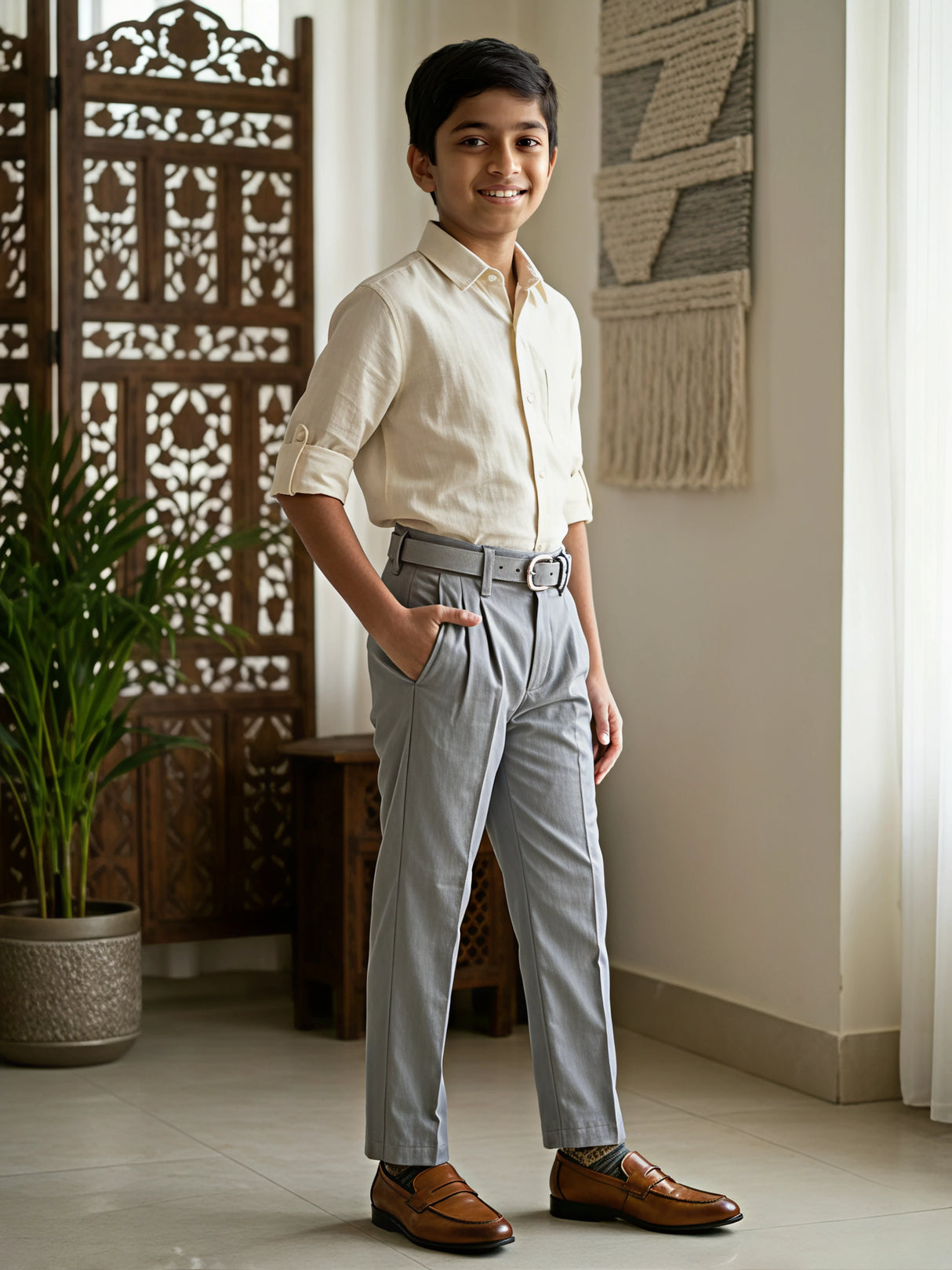 Boys' Premium Dark Gray Comfort Fit Pants