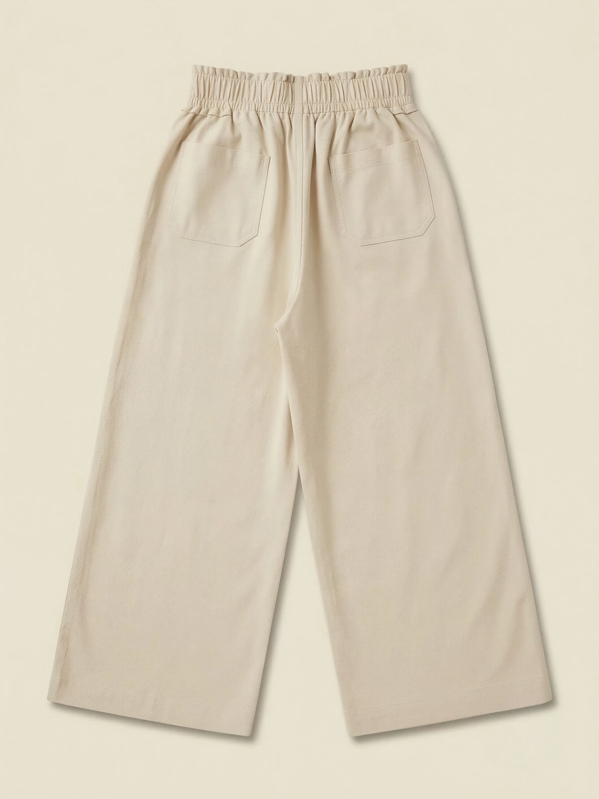 Girls Cream Paperbag Waist Casual Trousers