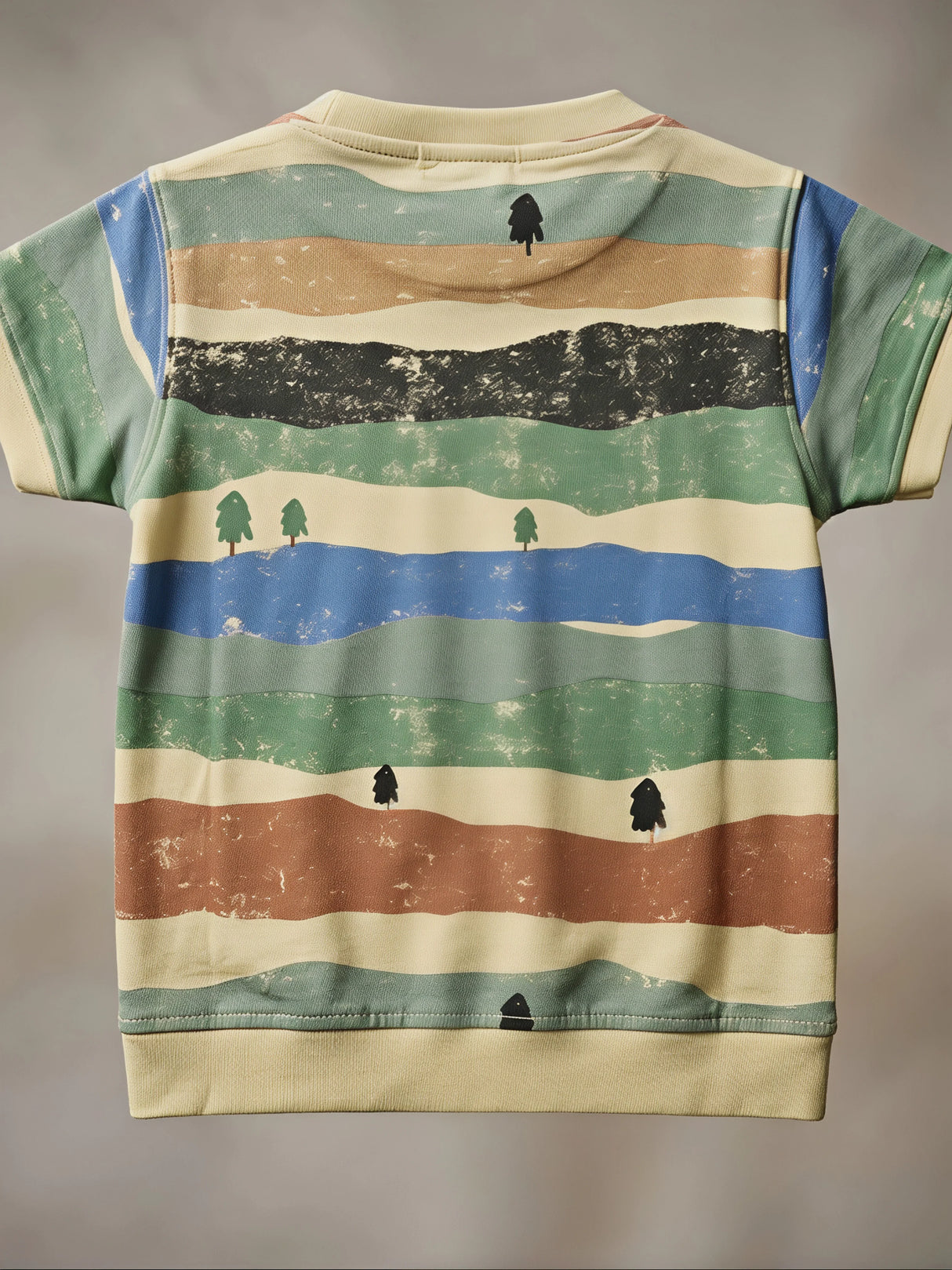 Boys Cream Striped Graphic Print T-Shirt