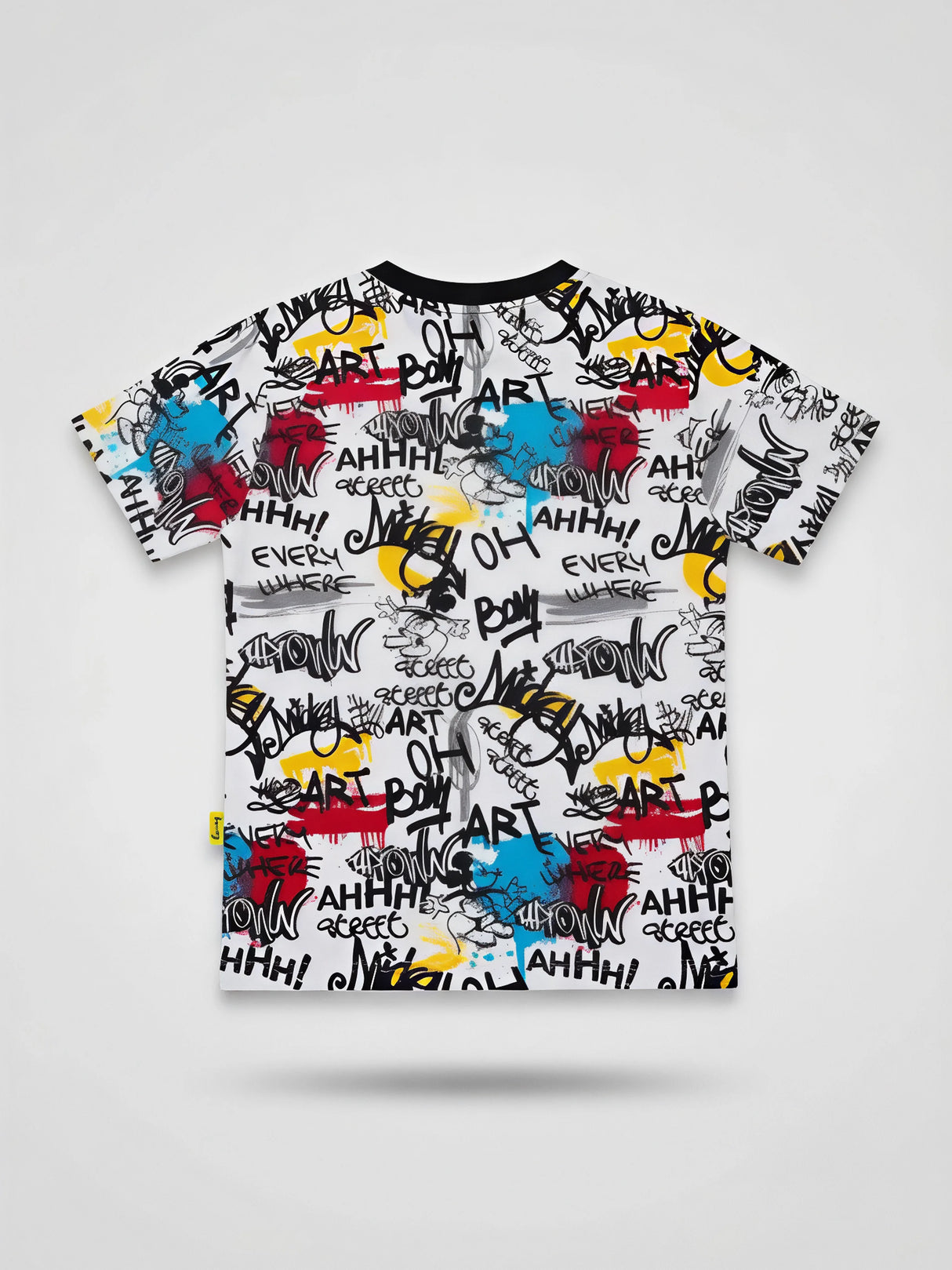 Boys Multicolor Graffiti Printed Round Neck T-Shirt
